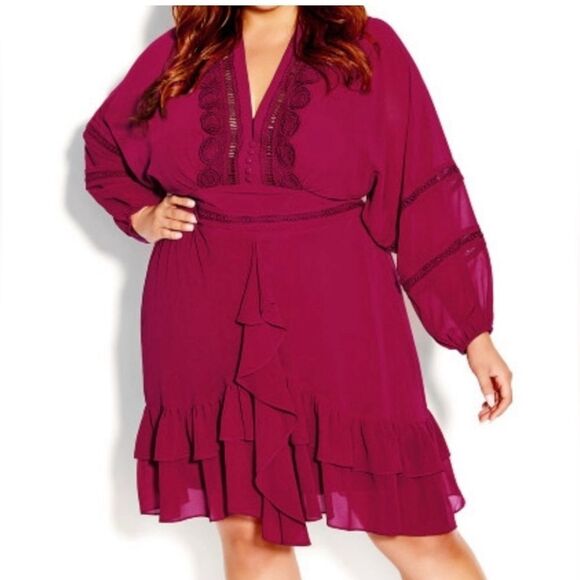 CITY CHIC Fuschia Sweetheart Dress - Size 20 (Large) - Picture 1 of 13